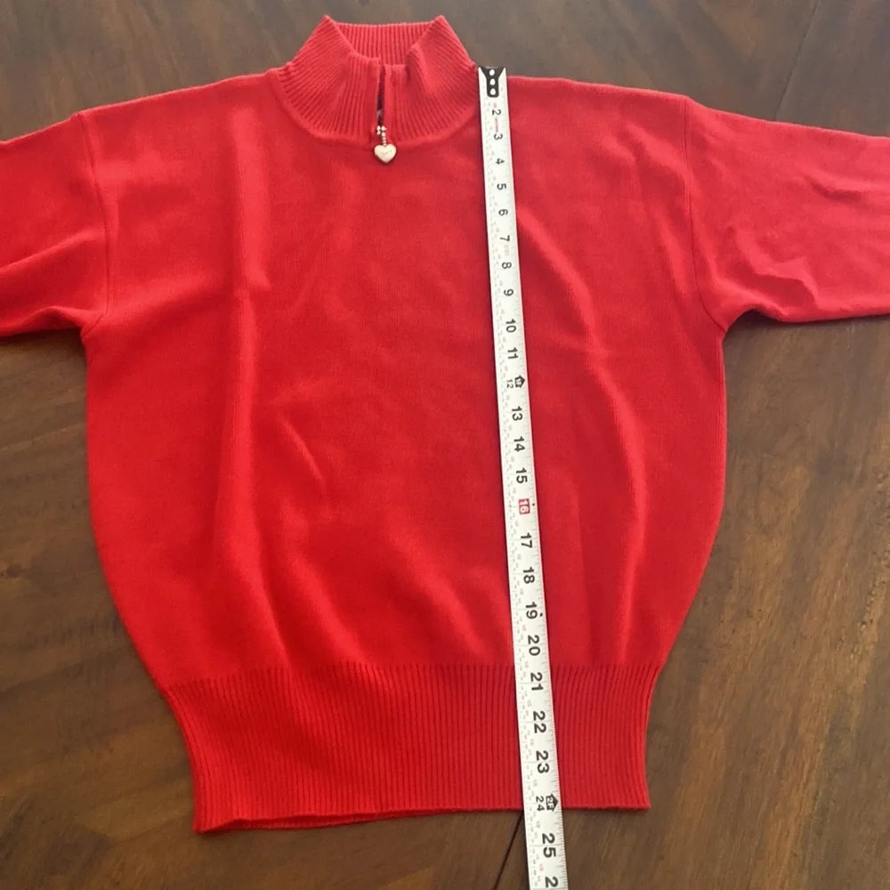 Obermeyer vintage ski sweater red women’s size M mock neck 1/4 zip - Picture 5 of 10